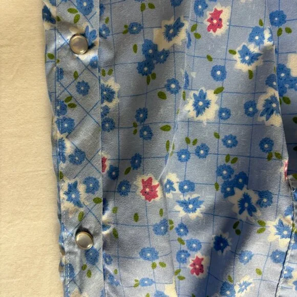 Casual Nights Blue Floral Nightgown Snap Button Front Size Small - Picture 8 of 9